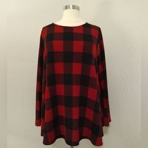 Curvy Lovey Long Sleeve Buffalo Plaid Swing Tunic